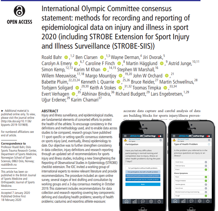 AthleteMonitoring now supports both SMDCS and OSIICS injury and illness diagnosis and classification systems