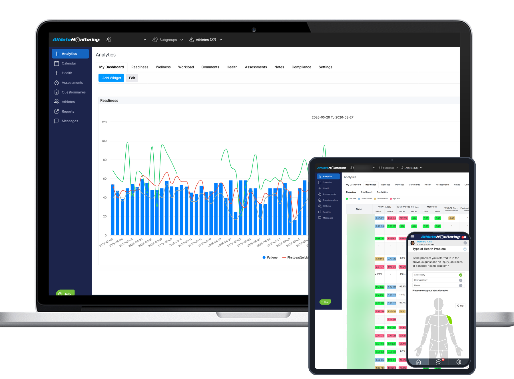 AthleteMonitoring mobile app on a smartphone